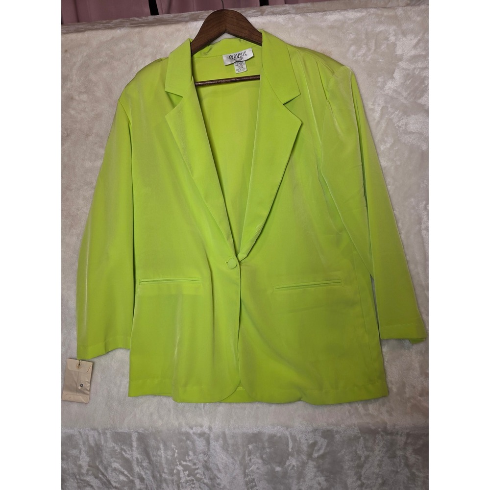 Cervelle‎ Vintage Neon Lime Green Blazer Jacket Made in USA Size Medium 81751-5